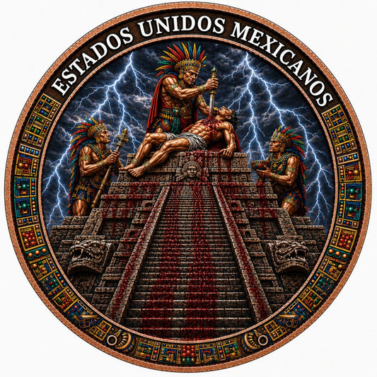 Aztec Sacrifice Colorized 5 oz Copper Medal (05/12)