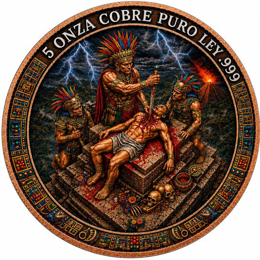 Aztec Sacrifice Colorized 5 oz Copper Medal (05/12)