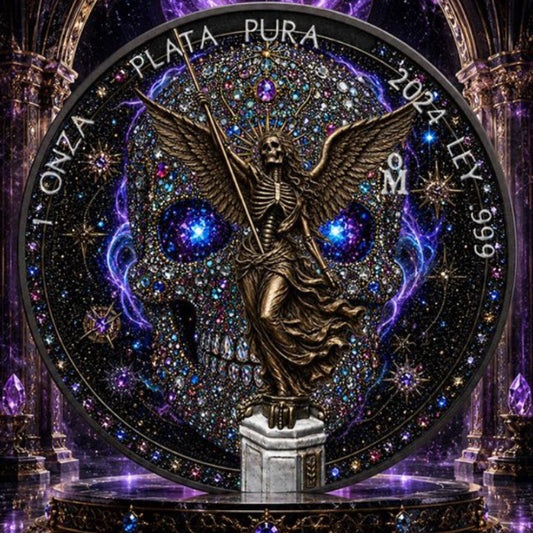2024 Mexico Libertad Diamond Skull Aura Edition 1 oz Silver Coin (05/15)