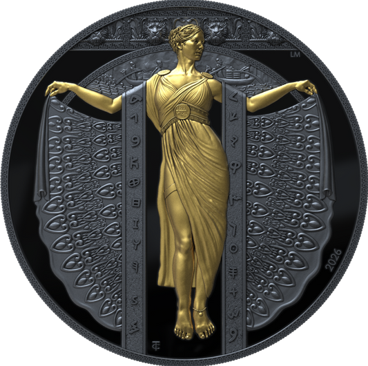 Estimate: 2026 Liberia Phoenicia Dark Ruthenium Gilded Proof 1 oz Silver Coin (05/15)