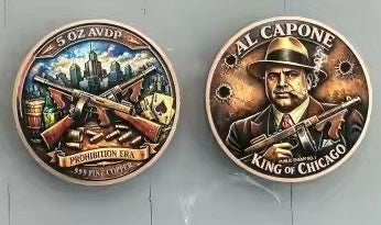 In Stock! Al Capone King of Chicago Colorized 5 oz Copper Medal