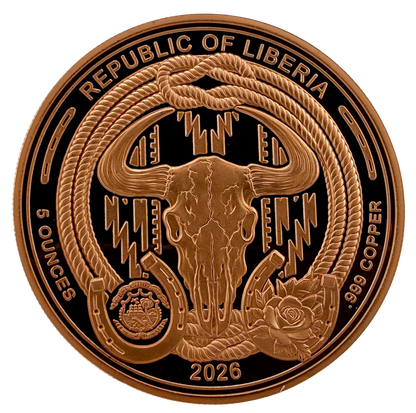 In Stock! 2026 Liberia U.S. Marshal Service HR Proof 5 oz Copper Coin (05/19)