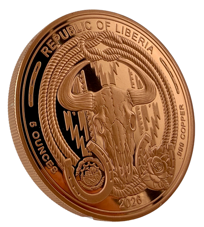In Stock! 2026 Liberia U.S. Marshal Service HR Proof 5 oz Copper Coin (05/19)