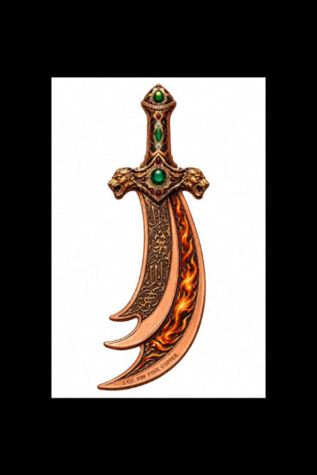 The Sword of Zulfiqar - The Spine Splitter 2 oz Copper Medal