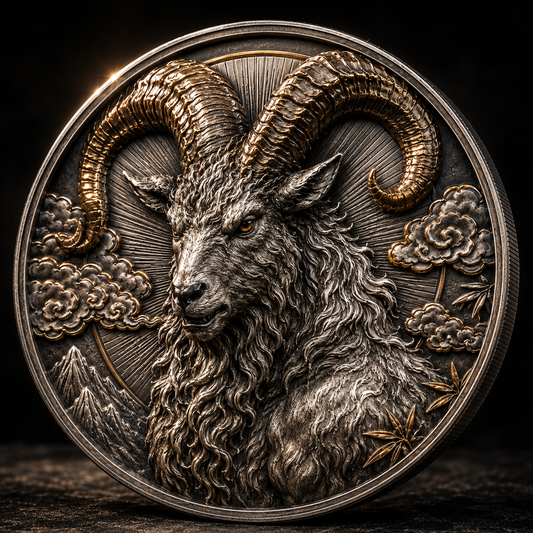 2027 Year of the Goat 100g .999 Fine Copper Coin – Chinese Zodiac High Relief Collectible Round
