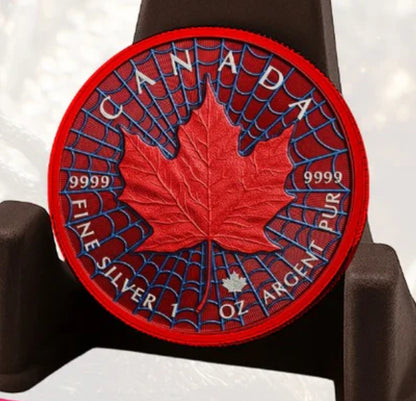 Pre-Sale: 2023 Canada Maple Colorized "Spiderweb" 1oz .9999 Silver Coin. 199 mintage