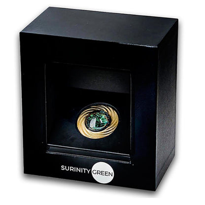 2025 Gabon Surinity Green 1 oz Silver Coin w/ Handmade Glass Sphere w/Gold, Platinum, and Silver Particles by Kevin O'Grady (500 Mintage)