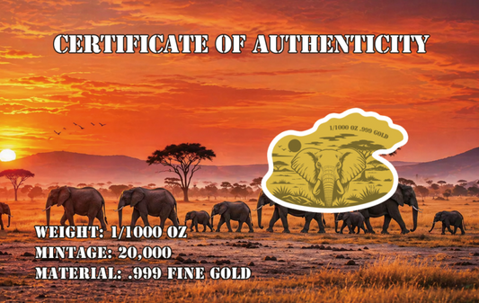 The Ivory Trail 1/1000 oz Gold Medal in Card (05/20)