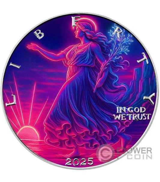 American Silver Eagle 2025 Fluorescent Freedom 1 oz Silver Colorized Art Coin (100 Mintage)