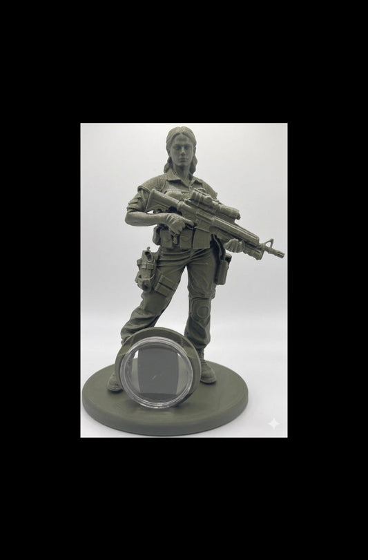 MILITARY WOMAN COIN HOLDER STATUE!
