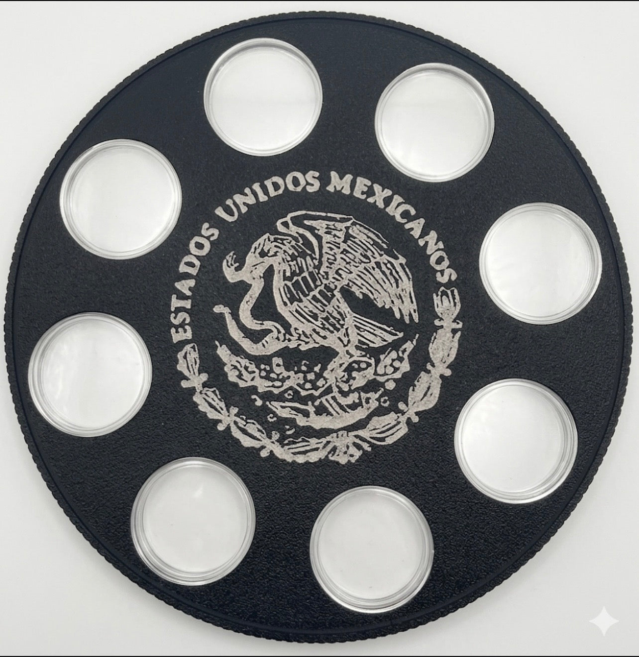 LIBERTAD WALL HANGER COIN DISPLAY! REVERSE SIDE IN A BLACK AND SILVER COLOR SCHEME.