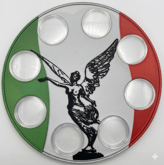 LIBERTAD ANGEL OF INDEPENDENCE WALL HANGER COIN DISPLAY! MEXICO FLAG COLOR SCHEME.