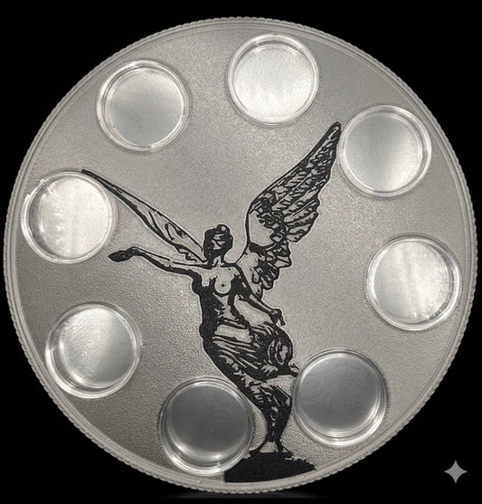 LIBERTAD ANGEL OF INDEPENDENCE WALL HANGER COIN DISPLAY! SILVER AND BLACK COLOR SCHEME.