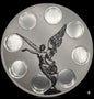 LIBERTAD ANGEL OF INDEPENDENCE WALL HANGER COIN DISPLAY! SILVER AND BLACK COLOR SCHEME.