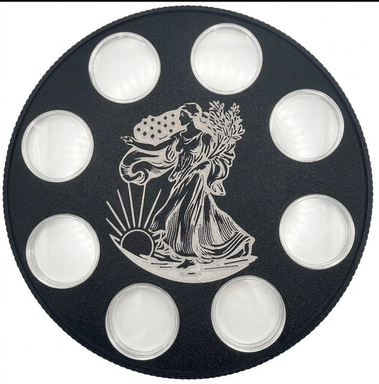AMERICAN SILVER EAGLE WALL HANGER COIN DISPLAY! BLACK AND SILVER COLOR SCHEME.