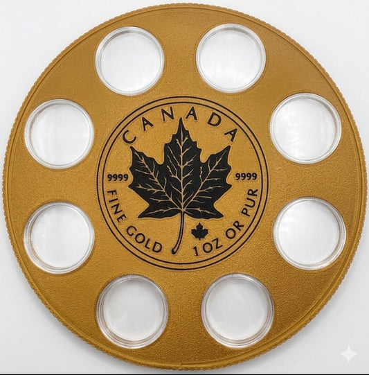 CANADA MAPLE WALL HANGER COIN DISPLAY! GOLD AND BLACK COLOR SCHEME.