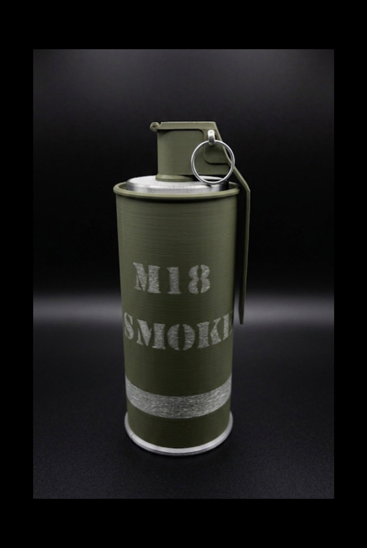 M18 SMOKE GRENADE COIN HOLDER FOR 1 OZ ROUNDS/COINS! MILITARY GREEN AND WHITE COLOR SCHEME.