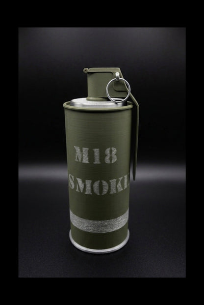 M18 SMOKE GRENADE COIN HOLDER FOR 1 OZ ROUNDS/COINS! MILITARY GREEN AND WHITE COLOR SCHEME.