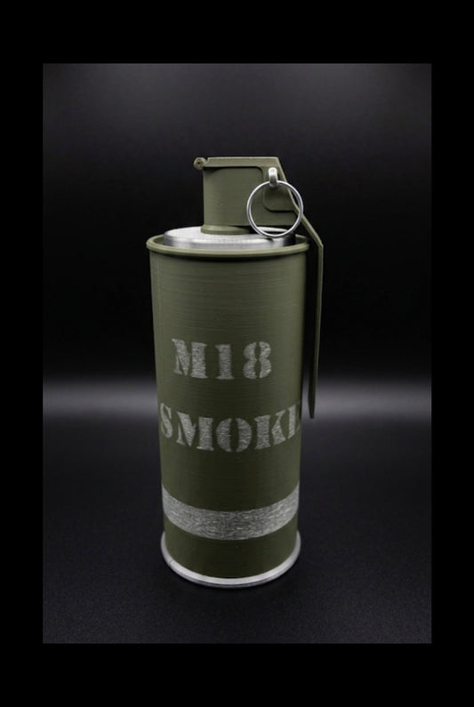 M18 SMOKE GRENADE COIN HOLDER FOR 1 OZ ROUNDS/COINS! MILITARY GREEN AND WHITE COLOR SCHEME.