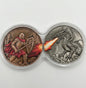 In Stock! (4 ounces!) 2 x 2 oz Knight vs Dragon .999 Copper Medal in Infinity Capsule
