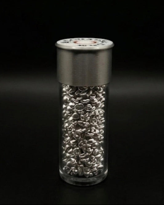 CRYSTAL CLEAR SMALL SHOTGUN SHELL FOR SILVER/GOLD SHOT OR QUARTERS! CLEAR WITH SILVER TOP.