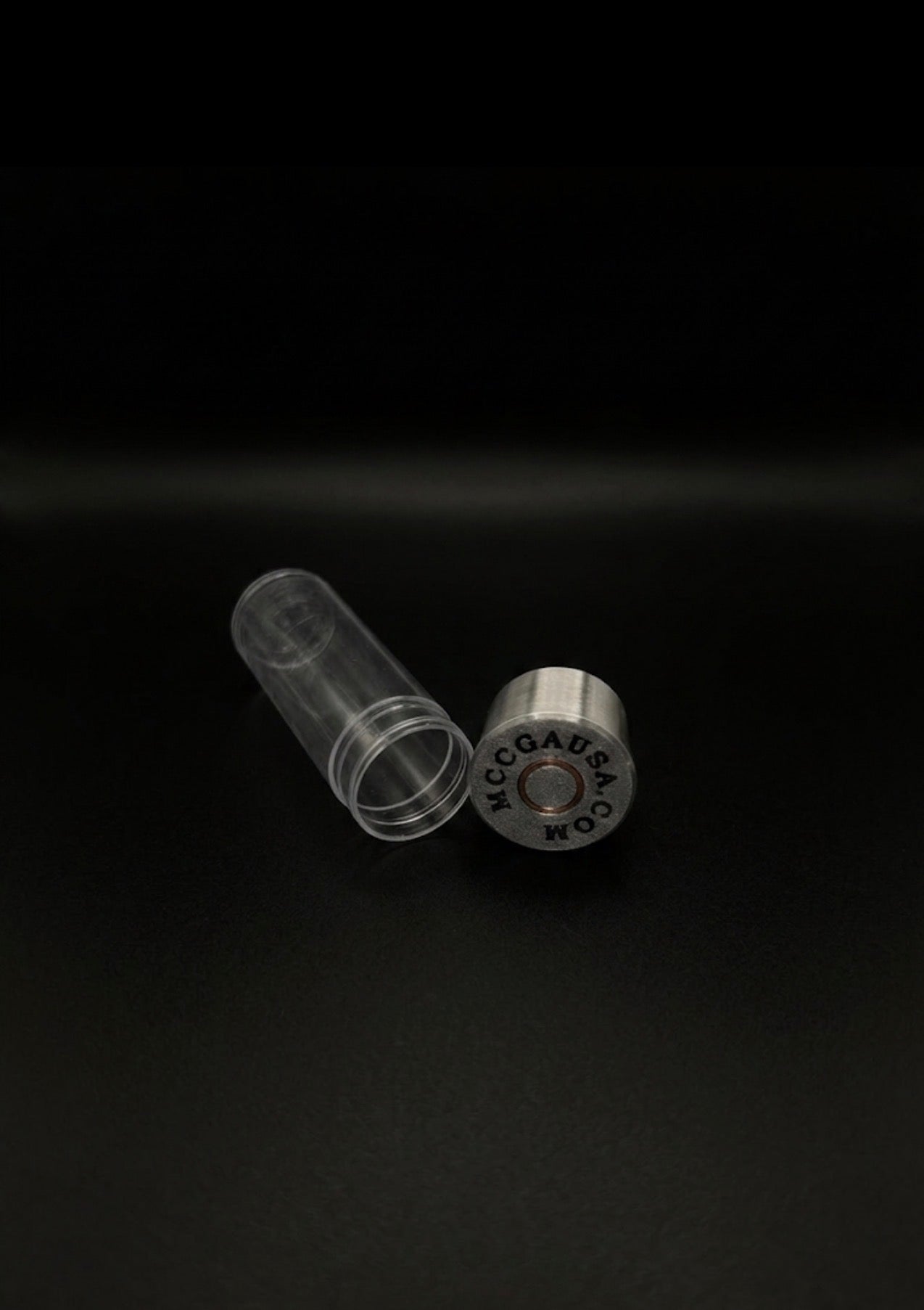 CRYSTAL CLEAR SMALL SHOTGUN SHELL FOR SILVER/GOLD SHOT OR QUARTERS! CLEAR WITH SILVER TOP.