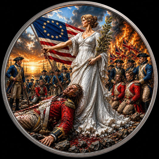 Estimate: 1776-2026 American Silver Eagle: Victory at Yorktown 1 oz Silver Colorized Coin (Mintage TBD at end of Presale)