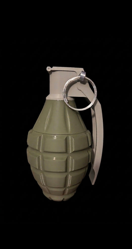GIANT MILITARY GREEN AND GRAY PINEAPPLE GRENADE!