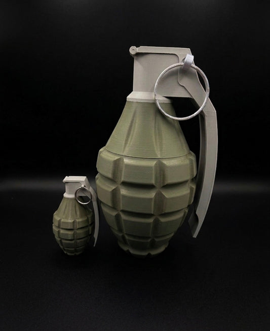GIANT MILITARY GREEN AND GRAY PINEAPPLE GRENADE!