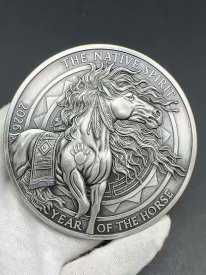 2026 Year of the War Horse 10oz Large Diameter .999 Copper with Antique Silver Finish