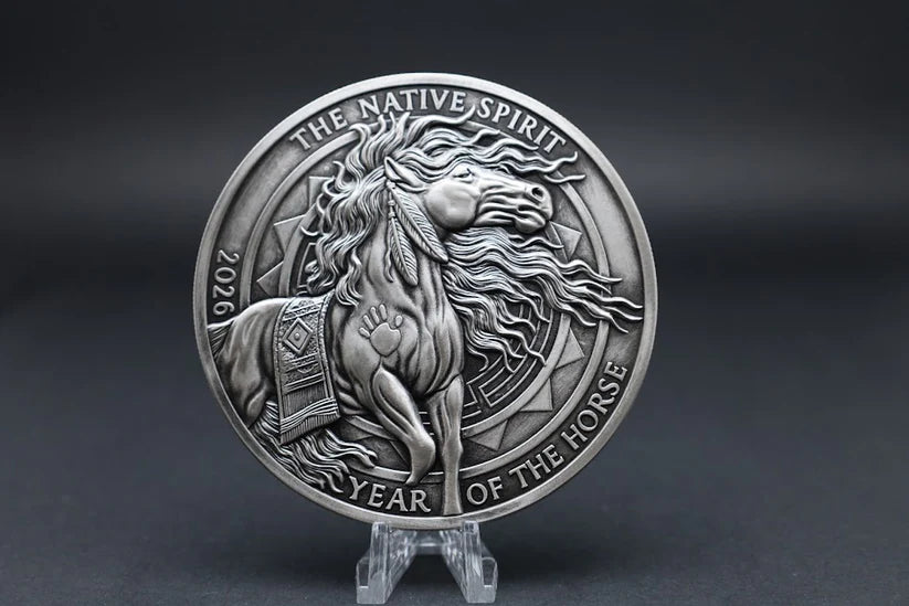 2026 Year of the War Horse 10oz Large Diameter .999 Copper with Antique Silver Finish