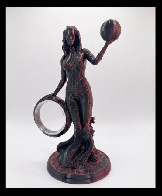 RED AND BLACK COLOR CHANGING MOTHER NATURE COIN HOLDER STATUE!