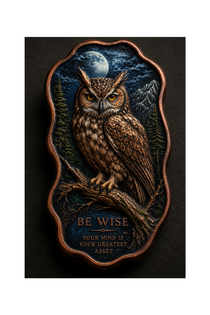 2026 THE OWL- BE WISE Colorized and Antiqued 5 AVDP OZ .999 Fine Copper Bar