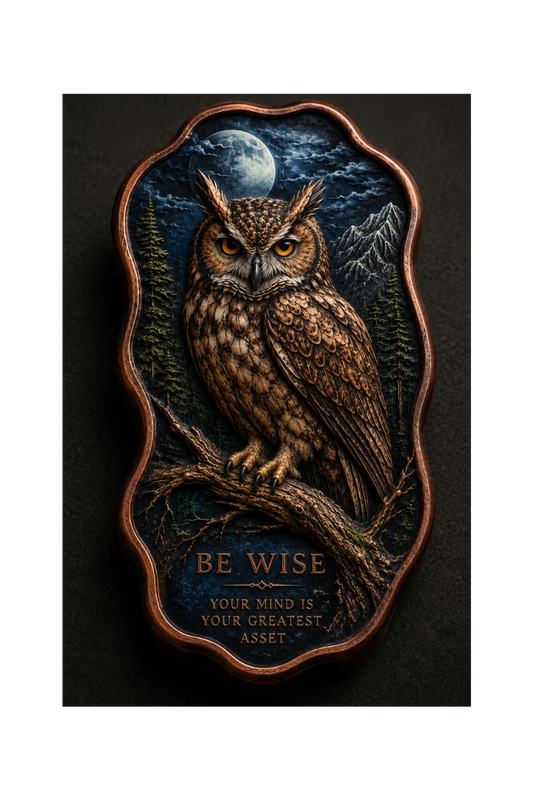 2026 THE OWL- BE WISE Colorized and Antiqued 5 AVDP OZ .999 Fine Copper Bar