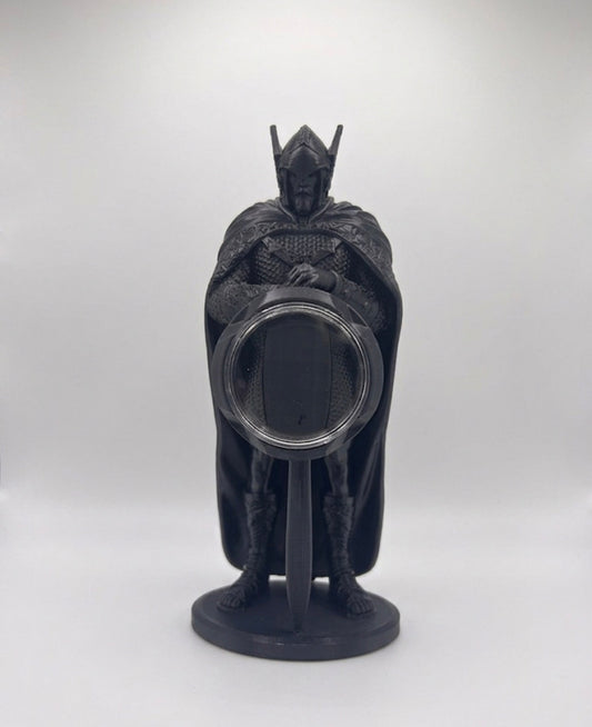 METALLIC BLACK KNIGHT STATUE COIN HOLDER!