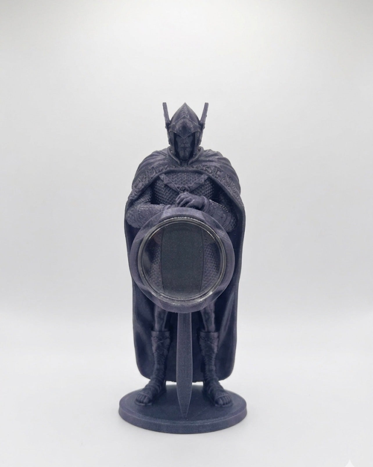 OXIDIZED COPPER KNIGHT STATUE COIN HOLDER!