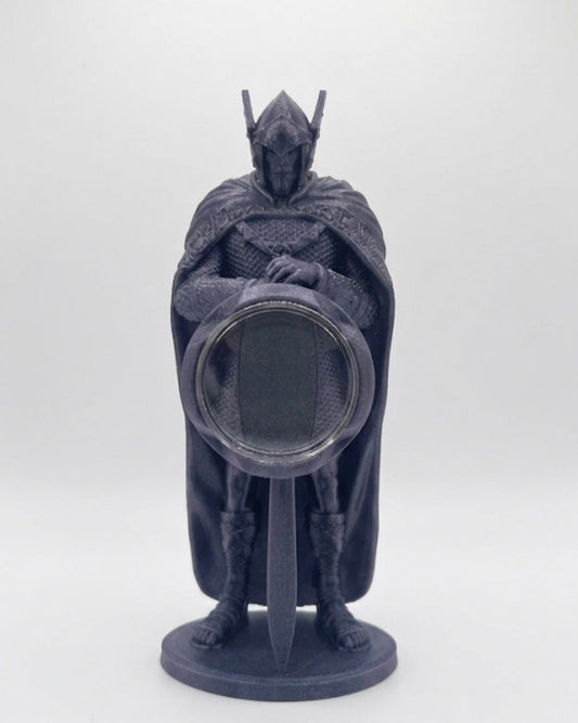 OXIDIZED COPPER KNIGHT STATUE COIN HOLDER!