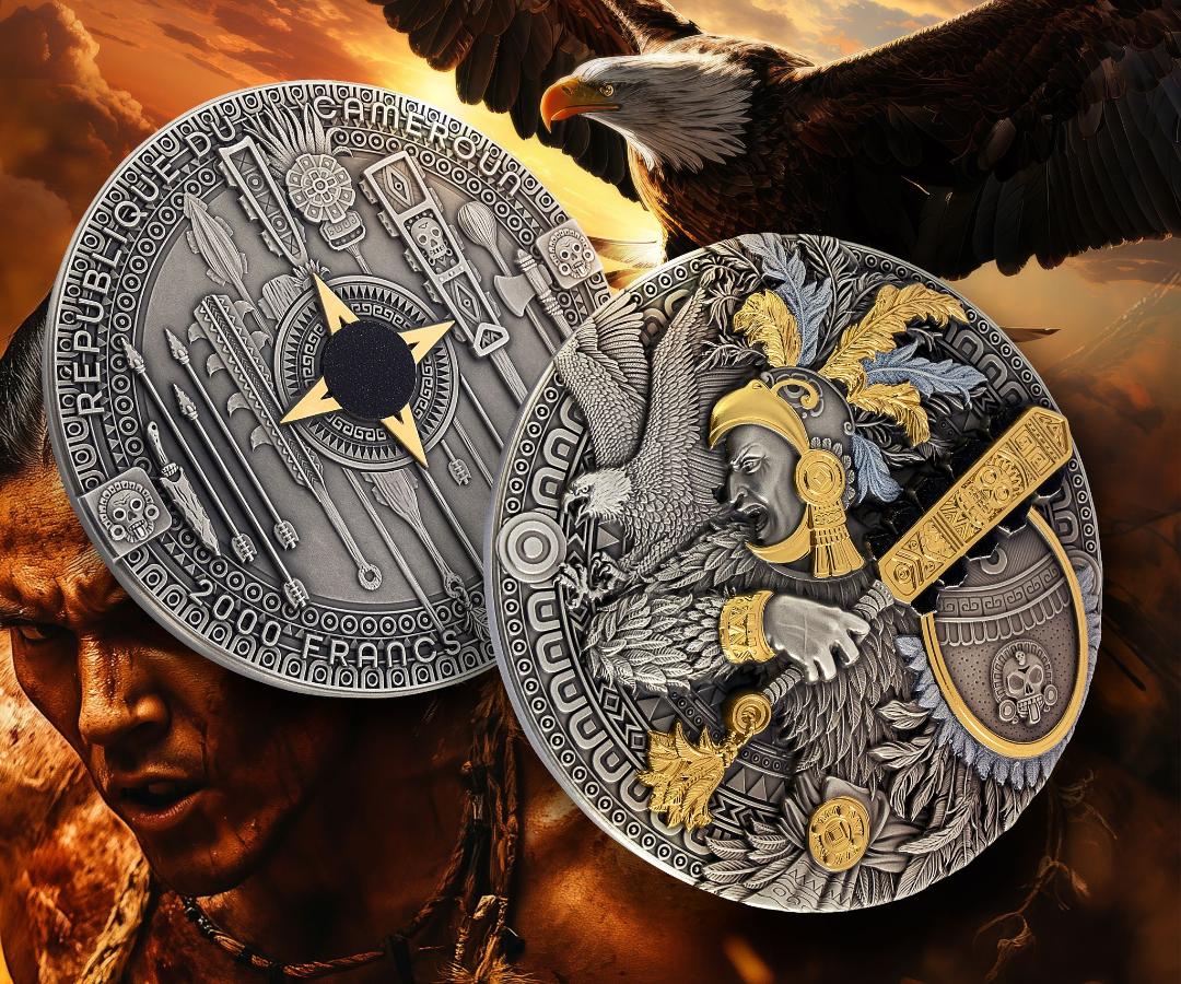 2025 Cameroon Aztec Warrior Series 1st Release - Eagle Warrior  2 oz Silver Coin (500 Mintage)