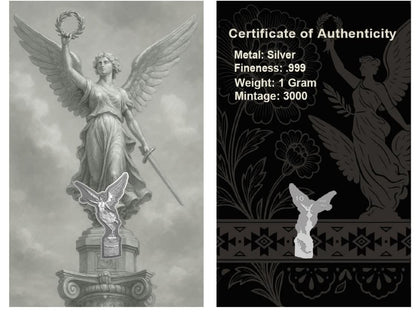 In Stock! 2025 Shaped Angel of Mexico 1 gram Jumbo Silver in Card/Capsule