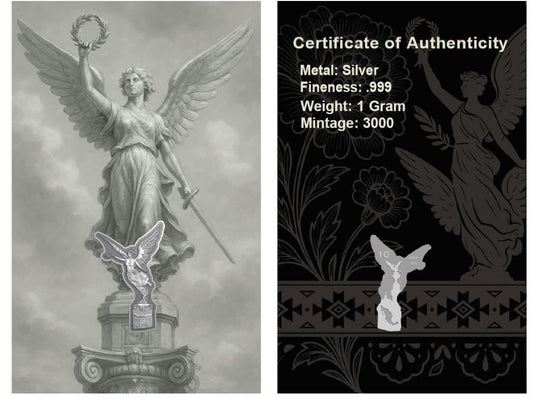 In Stock! 2025 Shaped Angel of Mexico 1 gram Jumbo Silver in Card/Capsule