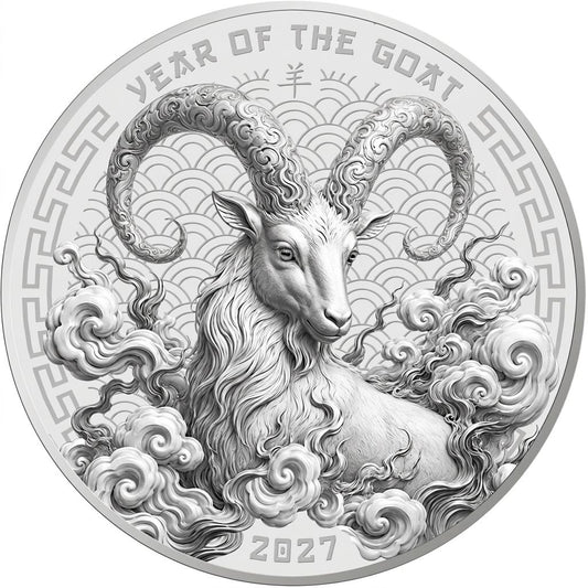 2027 Cameroon Year of the Goat 1 Kilo White Brass Coin (05/27)