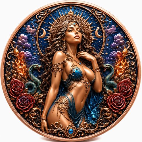 Venus of Fire Colorized 1 oz Copper Round (05/29)