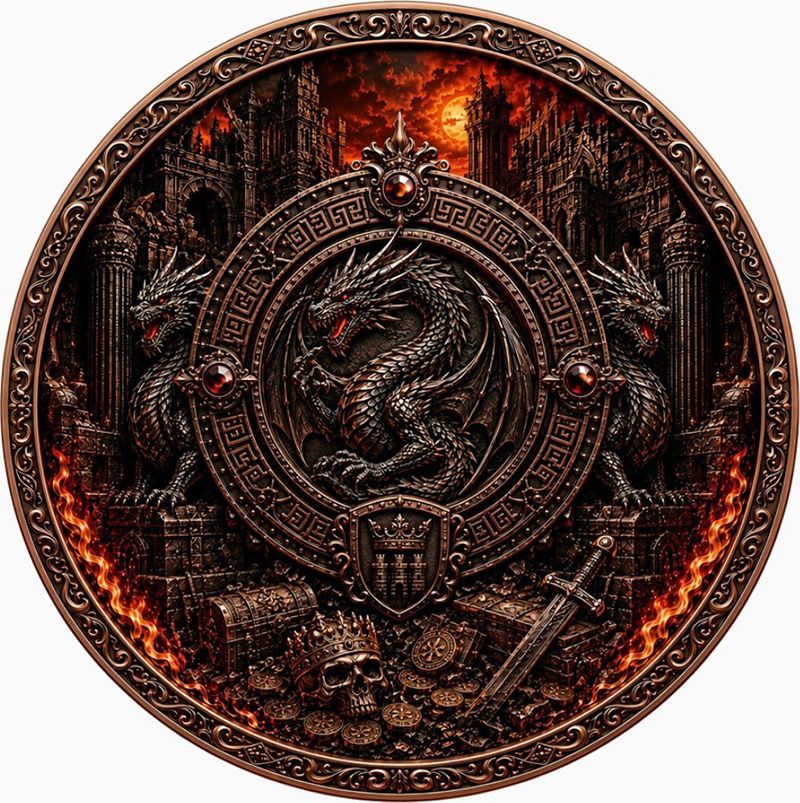 In Stock! St. Michael and the Dragon's Hoard 1 Kilo Copper Medal PLUS 1 oz Silver Libertad Insert