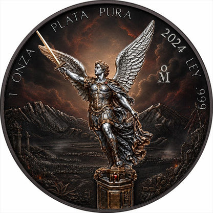 In Stock! St. Michael and the Dragon's Hoard 1 Kilo Copper Medal PLUS 1 oz Silver Libertad Insert