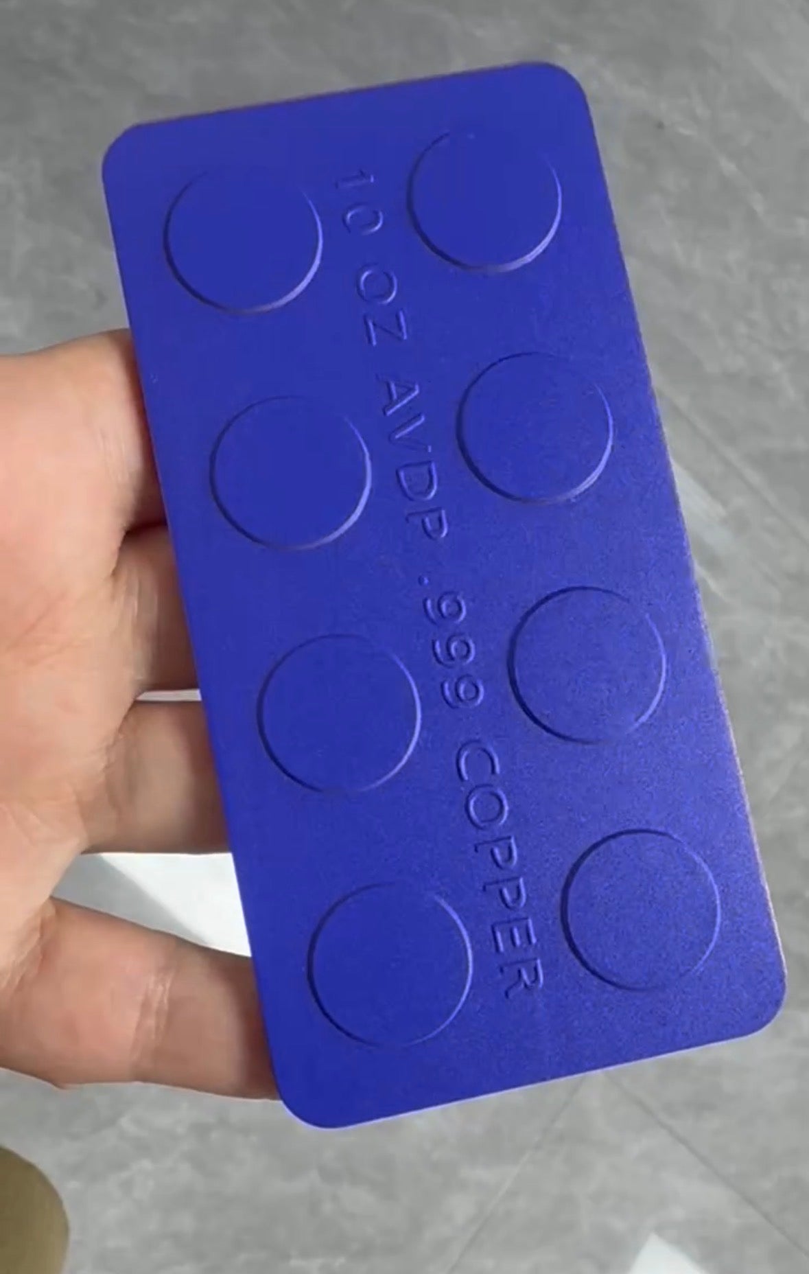 10oz AVDP Copper BUILDING BLOCK. Blue/Purple. (Max 7500 mintage)