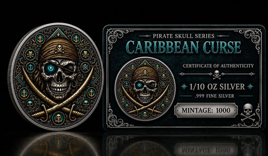 Caribbean Curse Colorized 1/10 oz Silver Round (05/27)