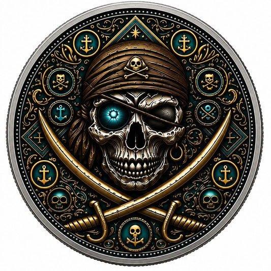 Caribbean Curse Colorized 1/10 oz Silver Round (05/27)