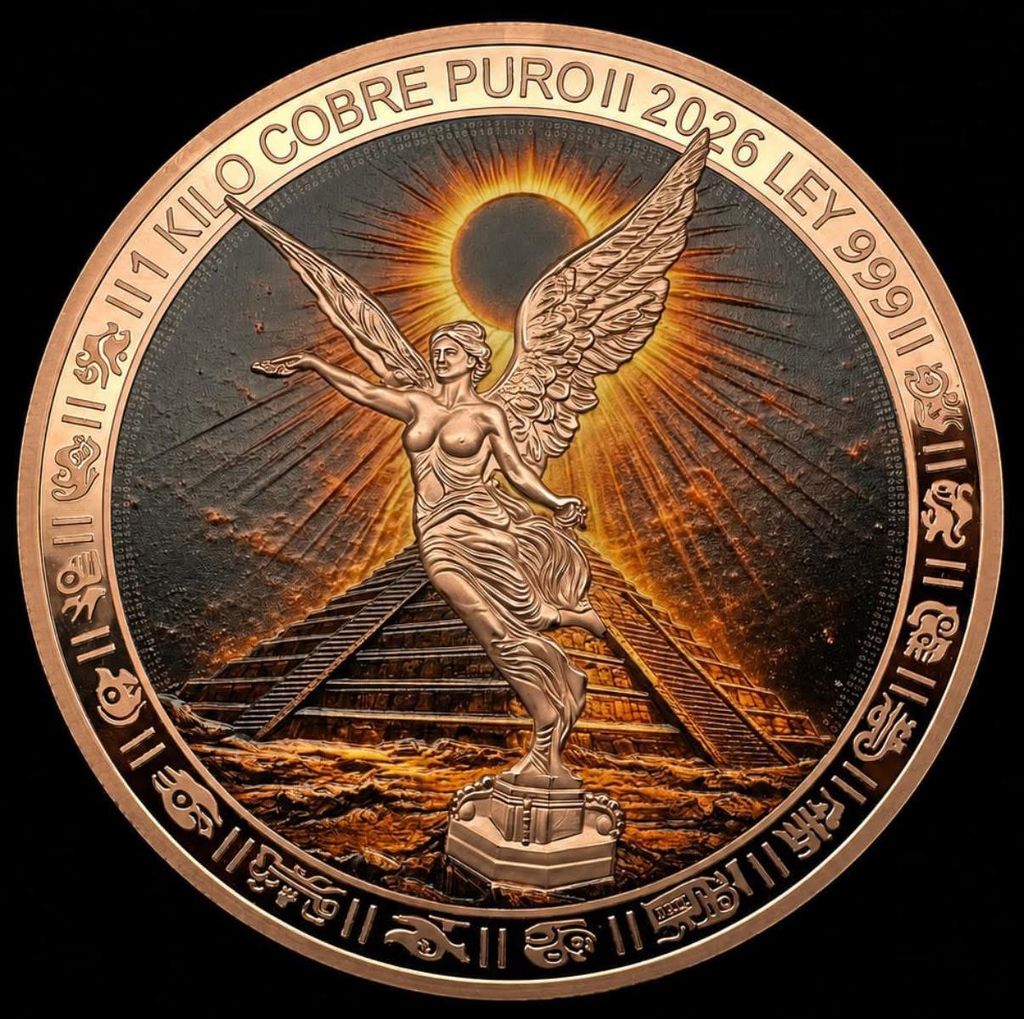 Last one! In stock! 2026 Aztec Lunar & Solar Eclipse Colorized 1 Kilo Copper Medal