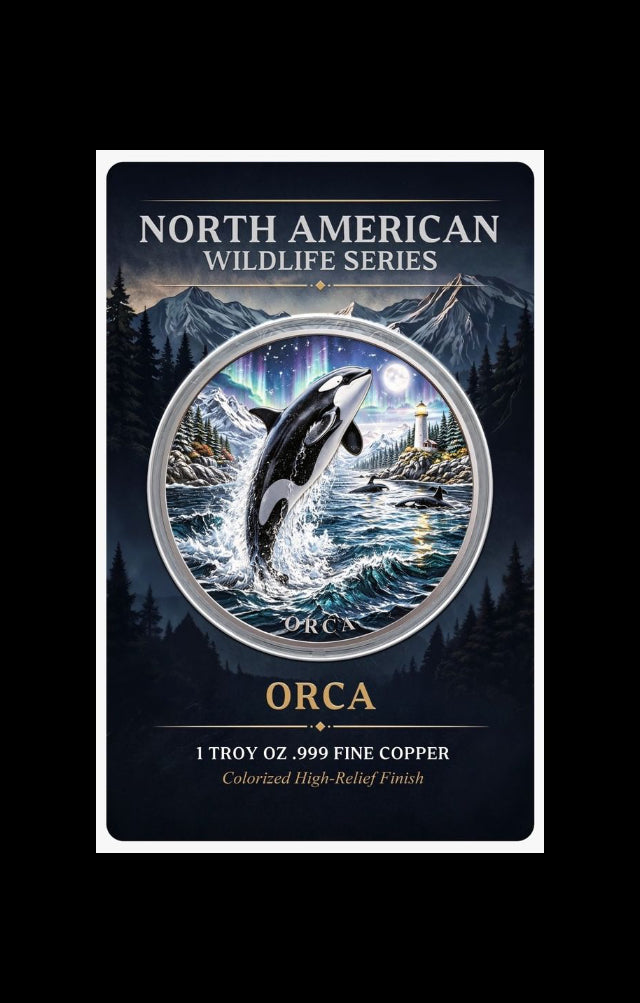 North American Wildlife - Orca UHR Colorized 1 oz Copper