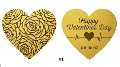 Happy Valentines Day 1/1000 oz .9999 Gold Shaped in Card